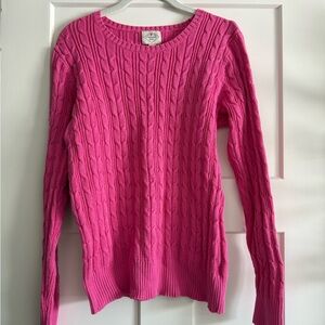 St. John's Bay Magenta Pink Cotton Cable Knit Sweater